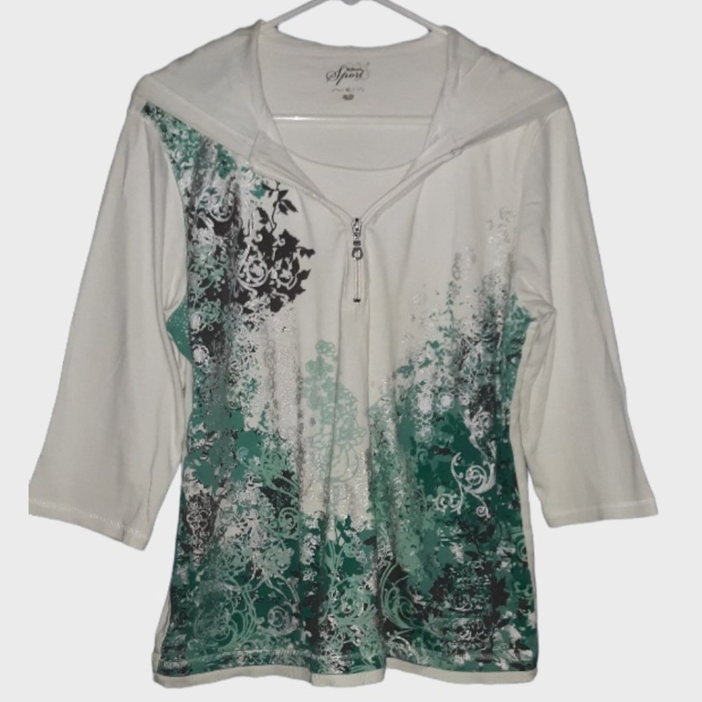 Style & Co. 3/4 Sleeve Pullover Hoodie (Size XL)